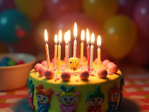 キャラクターが描かれた誕生日ケーキ